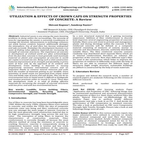 IRJET-  	  Utilization & Effects of Crown Caps on Strength Properties of Conc...
