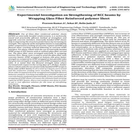 IRJET- 	 	 Experimental Investigation on Strengthening of RCC Beams by Wrappi...
