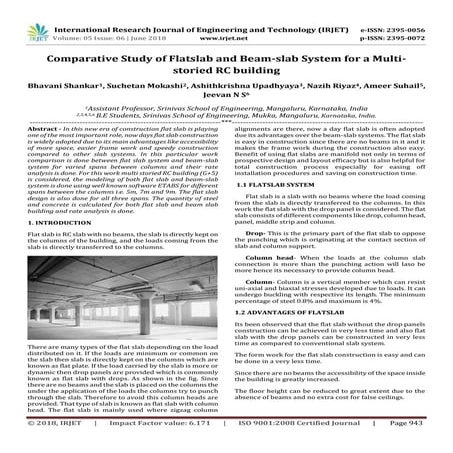 IRJET-	 Comparative Study of Flat slab and Beam-Slab System for a Multi-Stori...