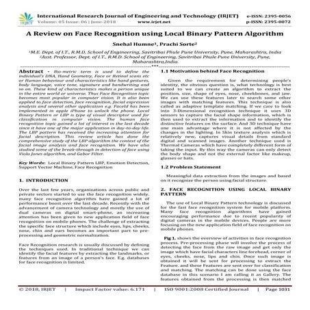 IRJET- A Review on Face Recognition using Local Binary Pattern ...