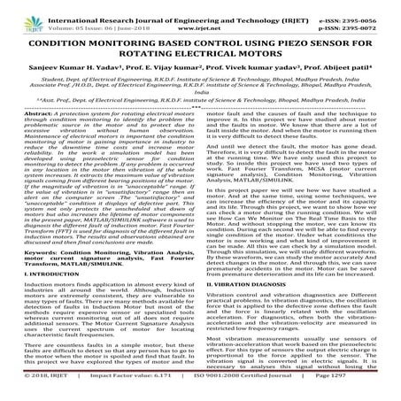IRJET-Condition Monitoring based Control using Piezo Sensor for Rotating Elec...