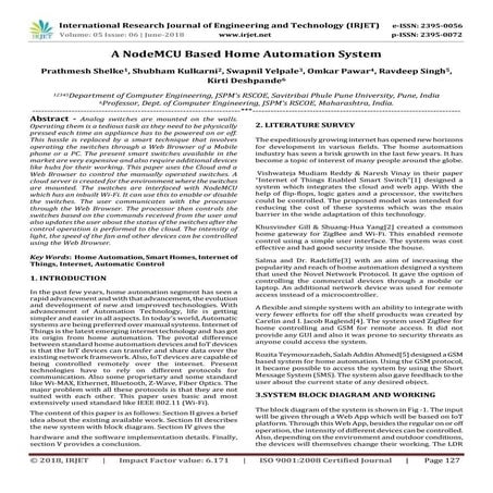 IRJET-A Nodemcu based Home Automation System