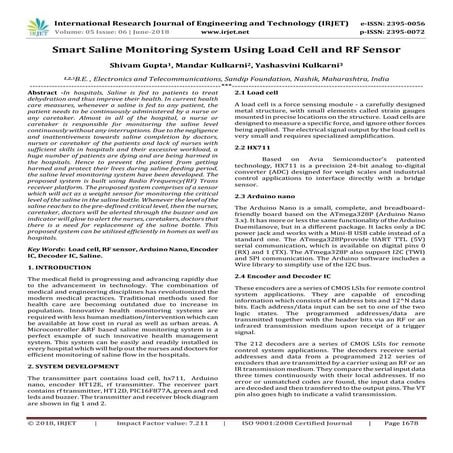 IRJET-Smart Saline Monitoring System using Load Cell and RF Sensor | PDF