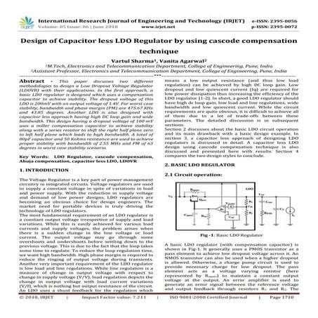 IRJET-Design of Capacitor Less LDO Regulator by using Cascode Compensation Te...