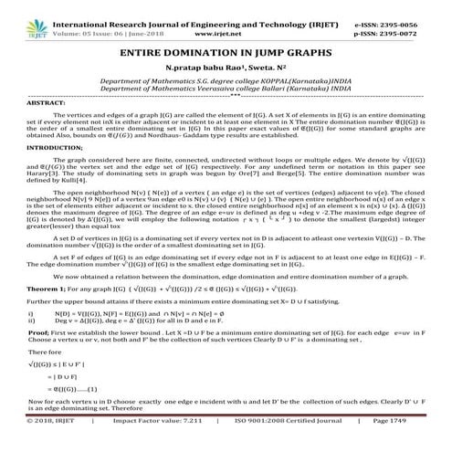 IRJET-Entire Domination in Jump Graphs