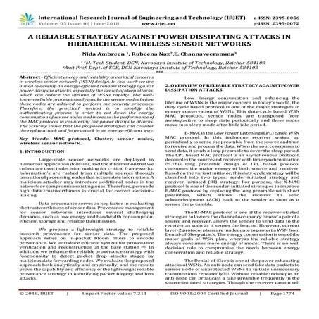 IRJET-A Reliable Strategy Against Power Dissipating Attacks in Hierarchical W...
