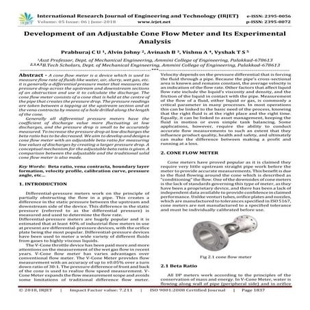 IRJET-Development of an Adjustable Cone Flow Meter and its Experimental Analysis