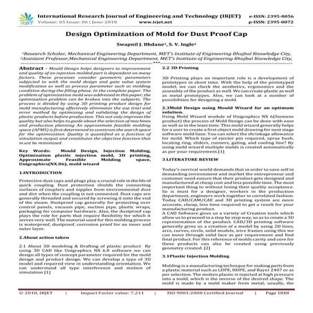 IRJET-Design Optimization of Mold for Dust Proof Cap