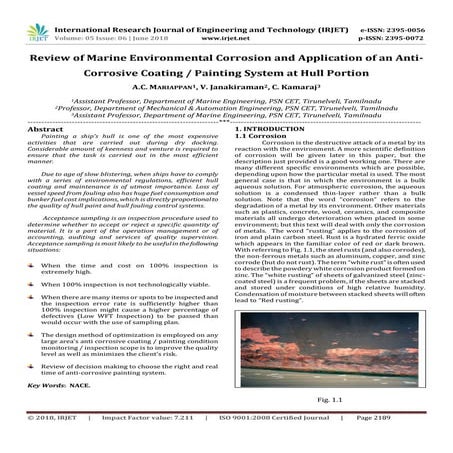 IRJET-Review of Marine Environmental Corrosion and Application of an Anti-Cor...