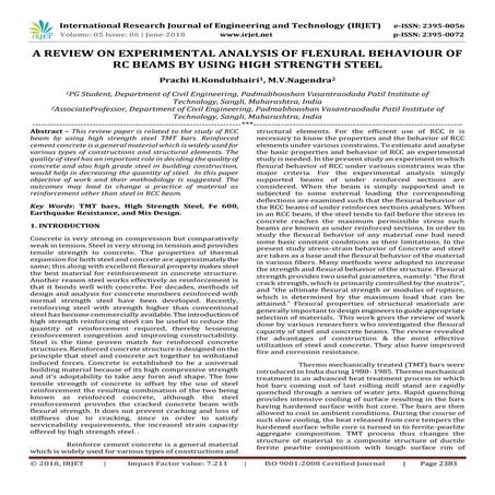 IRJET-	 A Review on Experimental Analysis of Flexural Behaviour of RC Beams b...