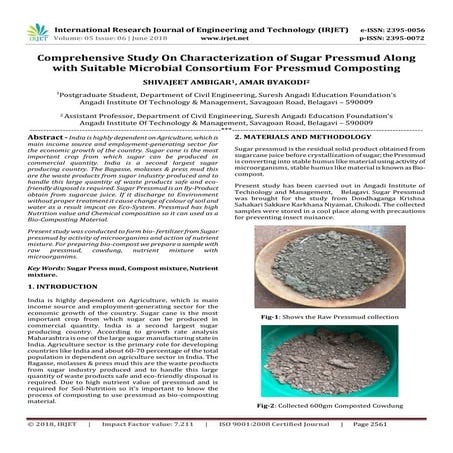 IRJET-Comprehensive Study on Characterization of Sugar Pressmud along ...