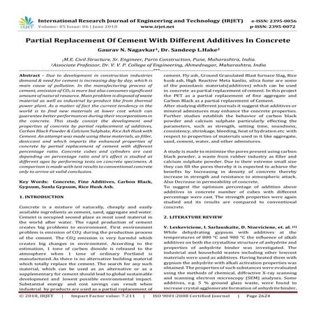 IRJET-Partial Replacement of Cement with Different Additives in Concrete