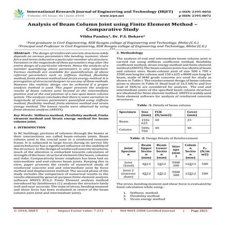 IRJET-Analysis of Beam Column Joint using Finite Element Method – Comparative...