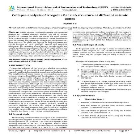 IRJET- Collapse Analysis of Irregular Flat Slab Structure at different Seismi...