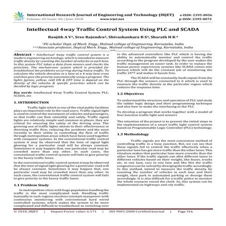 IRJET-Intellectual 4way Traffic Control System using PLC and SCADA