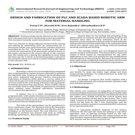 IRJET- Design and Fabrication of PLC and SCADA based Robotic Arm for Material...