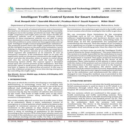 IRJET- Intelligent Traffic Control System for Smart Ambulance