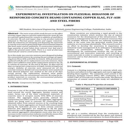 IRJET-Experimental Investigation on Flexural Behavior of Reinforced Concrete ...