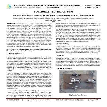 IRJET- Torsional Testing on UTM