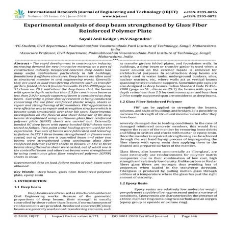 IRJET- Experimental Analysis of Deep Beam Strengthened by Glass Fiber Reinfor...