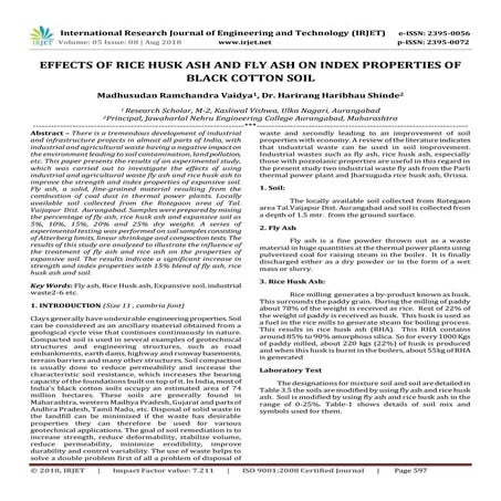 IRJET- Effects of Rice Husk Ash and Fly Ash on Index Properties of Black Cott...