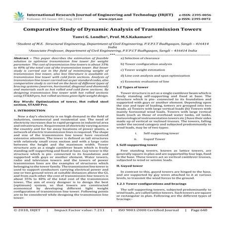 IRJET- Comparative Study of Dynamic Analysis of Transmission Towers
