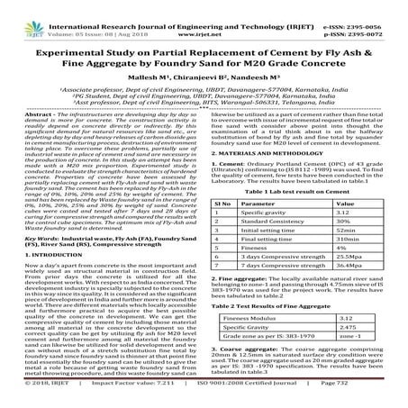 IRJET- Experimental Study on Partial Replacement of Cement by Fly Ash ...