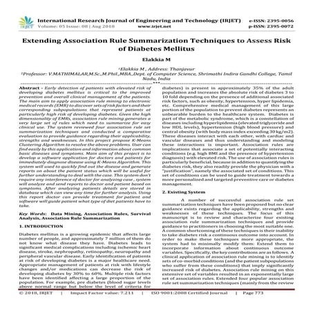 IRJET- Extending Association Rule Summarization Techniques to Assess Risk of ...
