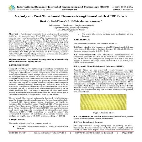 IRJET- A Study on Post Tensioned Beams Strengthened with AFRP Fabric