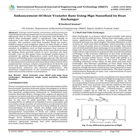 Enhancement of heat transfer rate using MgO nanofluid in heat exchanger ...
