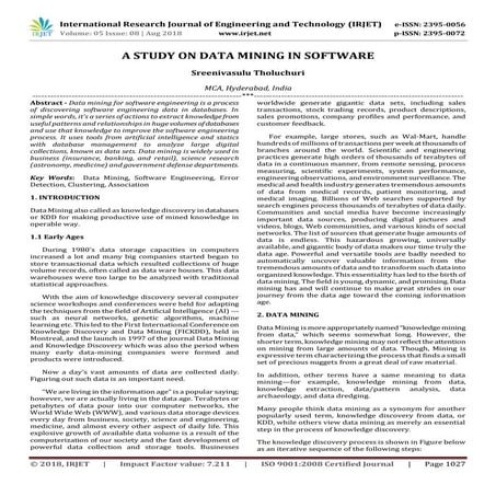 IRJET- A Study on Data Mining in Software