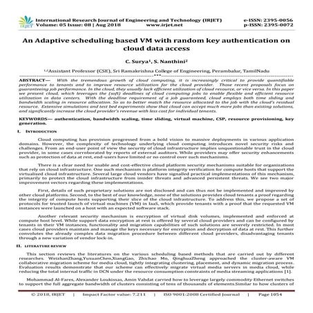 IRJET- An Adaptive Scheduling based VM with Random Key Authentication on Clou...