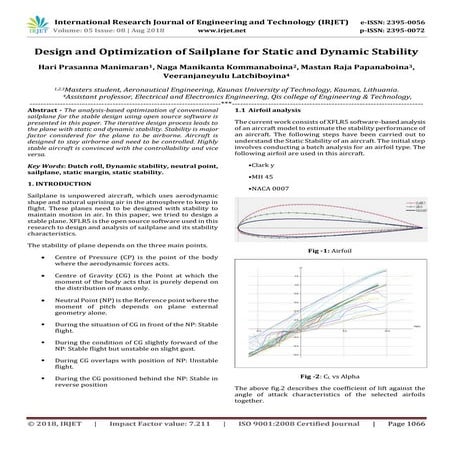 IRJET- Design and Optimization of Sailplane for Static and Dynamic Stability