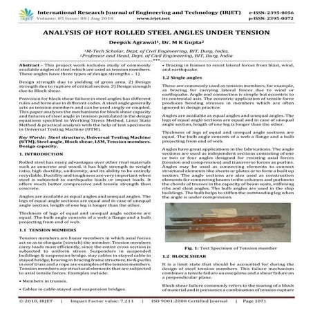 IRJET- Analysis of Hot Rolled Steel Angles Under Tension