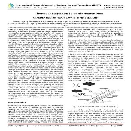 IRJET- Thermal Analysis on Solar Air Heater Duct | PDF