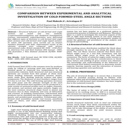 IRJET- Comparision between Experimental and Analytical Investigation of Cold ...