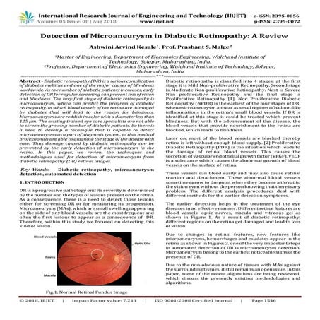 IRJET- Detection of Microaneurysm in Diabetic Retinopathy: A Review
