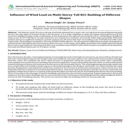 IRJET- Influence of Wind Load on Multi-Storey Tall RCC Building of Different ...