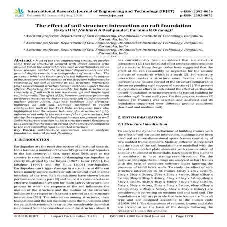IRJET- The Effect of Soil-Structure Interaction on Raft Foundation