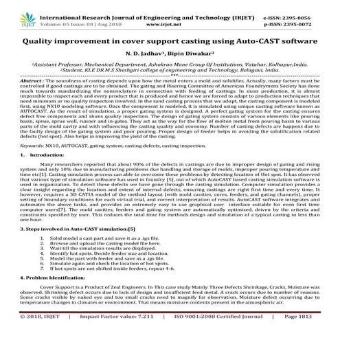 IRJET- Quality Improvement in Cover Support Casting using Auto-CAST Software