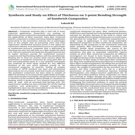 IRJET- Synthesis and Study on Effect of Thickness on 3-Point Bending Strength...