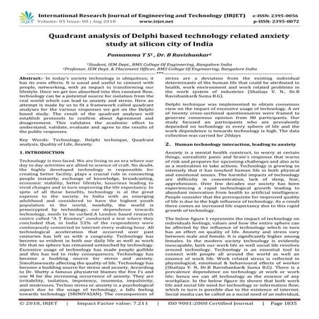 IRJET- Quadrant Analysis of Delphi based Technology Related Anxiety Study at ...