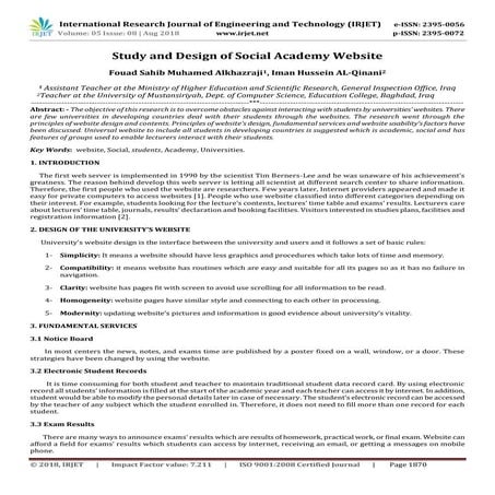 IRJET- Study and Design of Social Academy Website