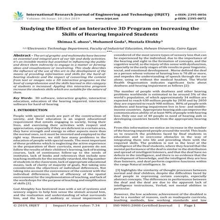 IRJET-  	  Studying the Effect of an Interactive 3D Program on Increasing the...