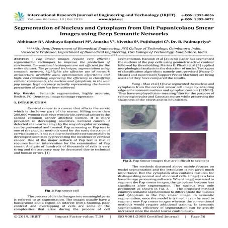 IRJET- Segmentation of Nucleus and Cytoplasm from Unit Papanicolaou Smear Ima...