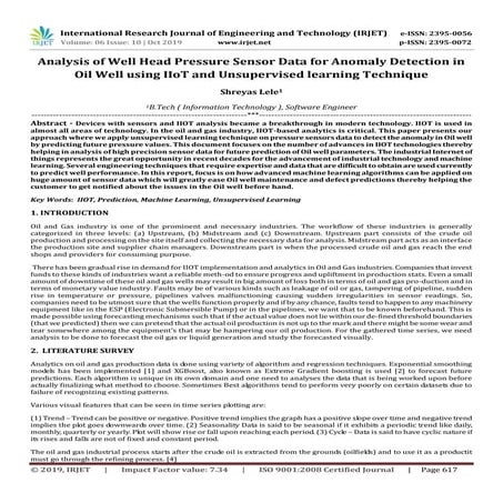 IRJET- Analysis of Well Head Pressure Sensor Data for Anomaly Detection in Oi...
