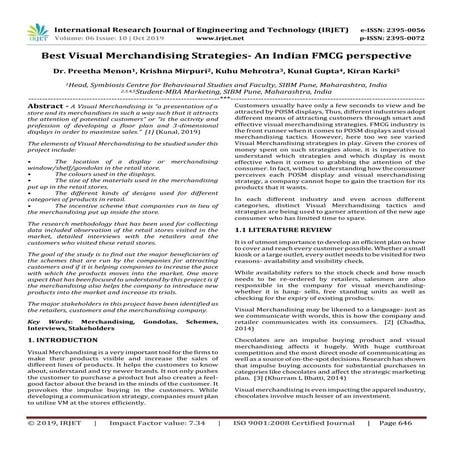 IRJET- Best Visual Merchandising Strategies- An Indian FMCG Perspective