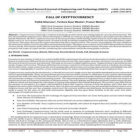 IRJET-  	  Fall of Cryptocurrency