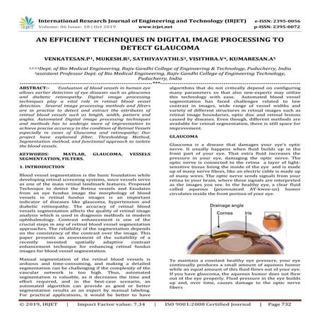 IRJET-  	  An Efficient Techniques in Digital Image Processing to Detect Glau...