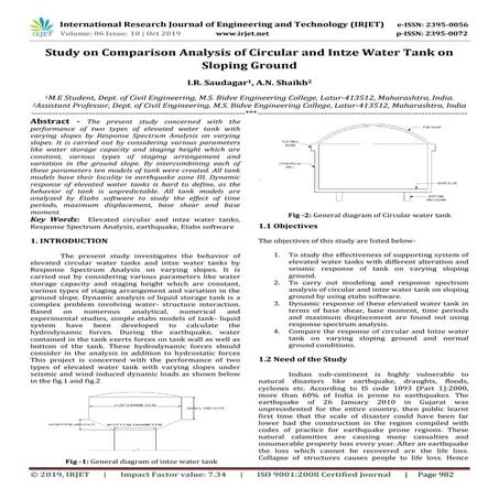 IRJET- Study on Comparison Analysis of Circular and Intze Water Tank on Slopi...